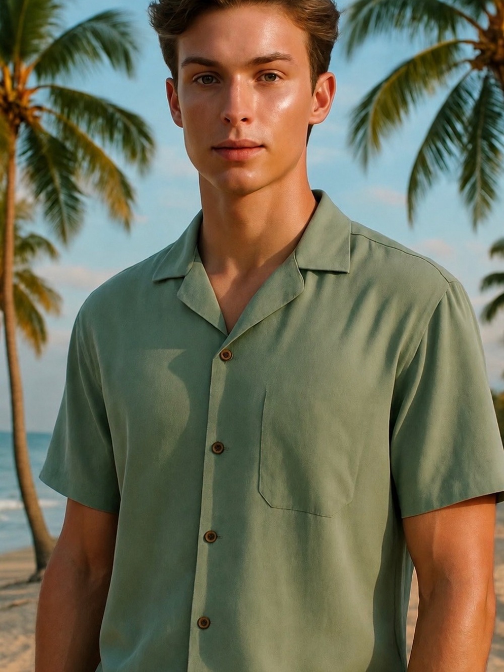 Men's Jack and Jobes relaxed fit Short-Sleeve Resort Shirt in Sage Green